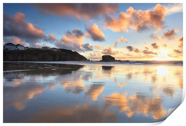 Reflections of Sunset (Perranporth) Print by Andrew Ray