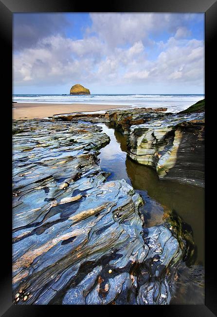 Stream at Trebarwith Framed Print by Andrew Ray