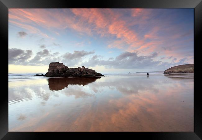 Sunset Reflections (Perranporth) Framed Print by Andrew Ray