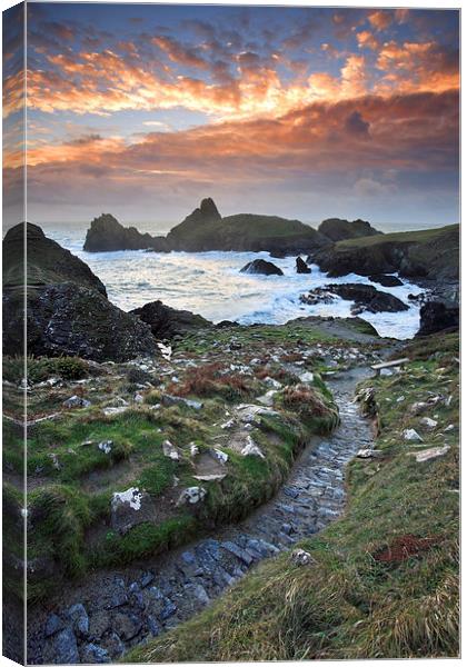 Sunset ay Kynance Cove Canvas Print by Andrew Ray