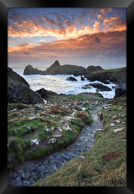 Sunset ay Kynance Cove Framed Print by Andrew Ray