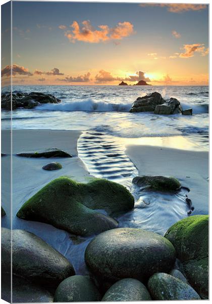 Sunset Porth Nanven Beach Canvas Print by Andrew Ray