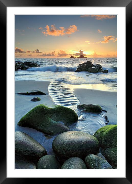 Sunset Porth Nanven Beach Framed Mounted Print by Andrew Ray