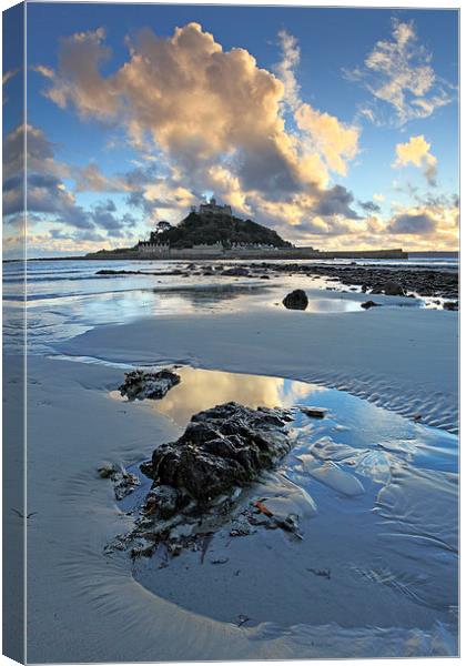 Receding Tide (St Michael's Mount) Canvas Print by Andrew Ray