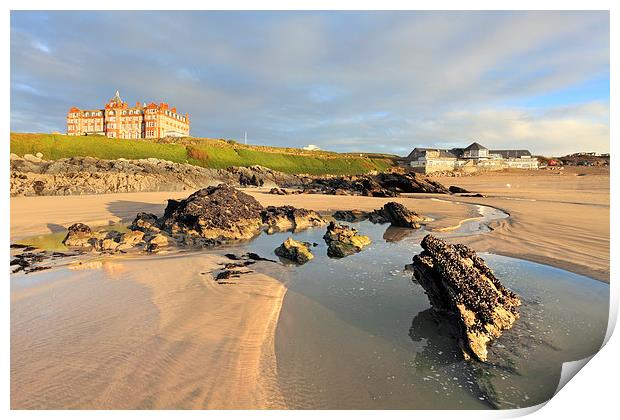 Rocky Shore (Fistral Newquay) Print by Andrew Ray