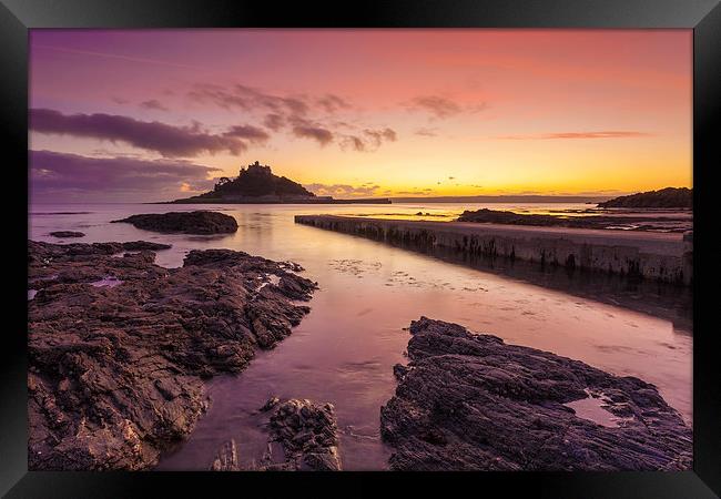 The Slipway at Sunset (St Michael's Mount) Framed Print by Andrew Ray