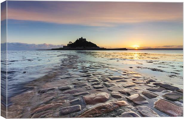 Setting Sun at St Michael's Mount Canvas Print by Andrew Ray