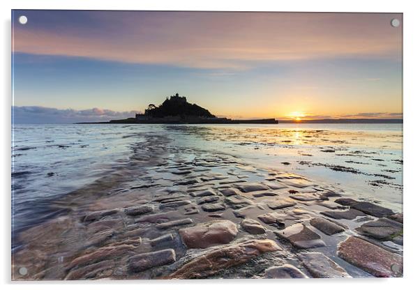 Setting Sun at St Michael's Mount Acrylic by Andrew Ray