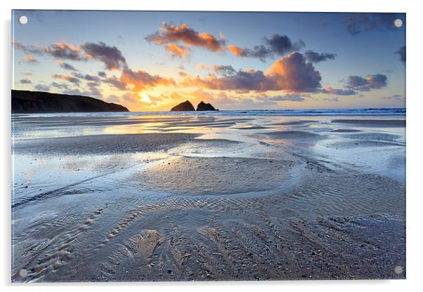 Sunset at Low Tide (Holywell Bay) Acrylic by Andrew Ray