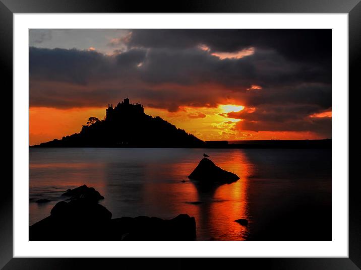  Sunset, St Michael's Mount Framed Mounted Print by Brian Pierce