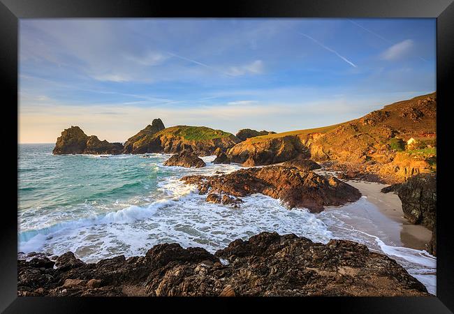 Morning at Kynance Cove Framed Print by Andrew Ray