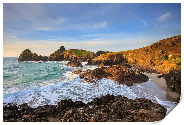 Morning at Kynance Cove Print by Andrew Ray