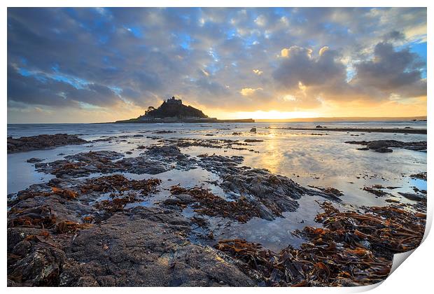 Rocky Shore (St Michael's Mount) Print by Andrew Ray