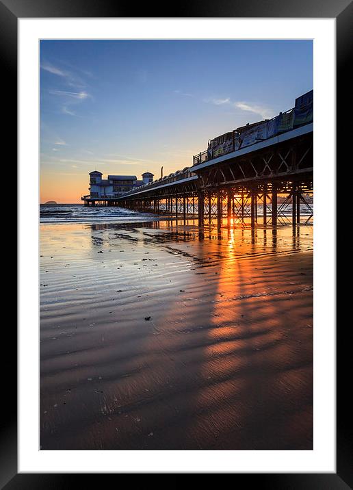 Shafts of Light (Weston Pier)  Framed Mounted Print by Andrew Ray