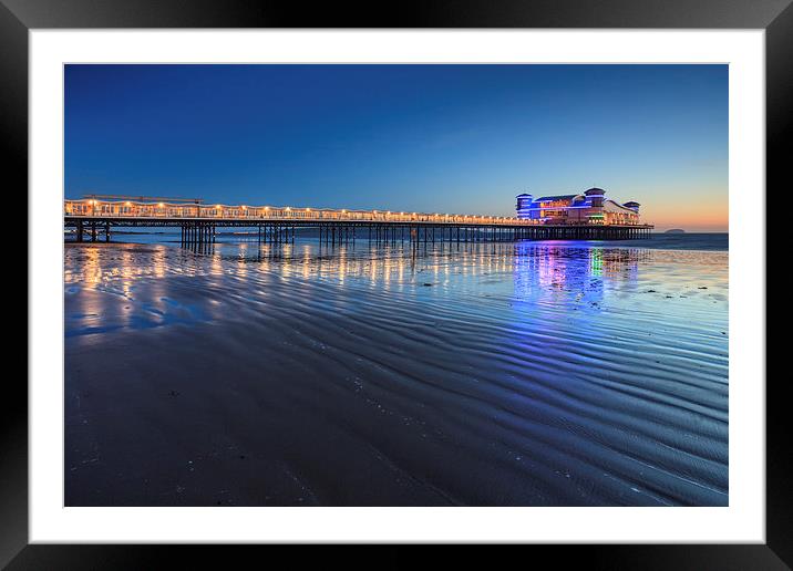 Twilight at Weston Pier  Framed Mounted Print by Andrew Ray