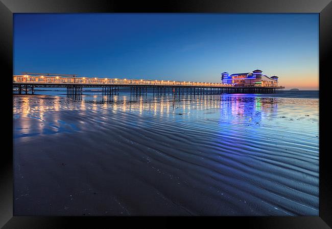 Twilight at Weston Pier  Framed Print by Andrew Ray