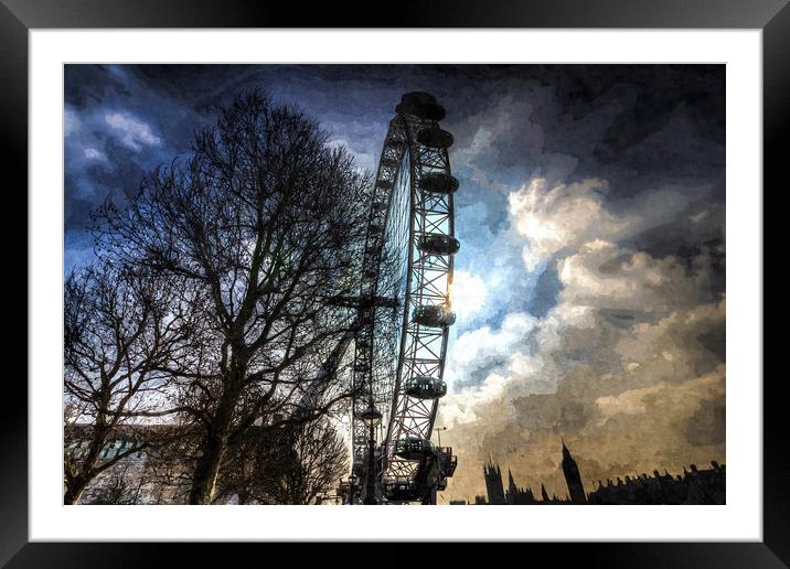 The London Eye Art Framed Mounted Print by David Pyatt