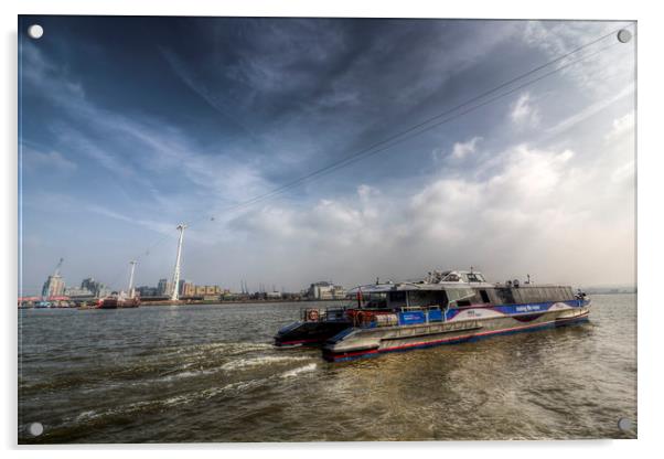 Thames Clipper And Cable Car Acrylic by David Pyatt