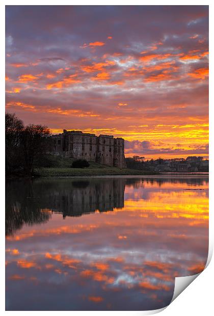Sunset at Carew Castle Print by Andrew Ray