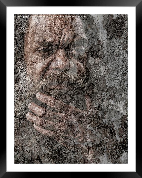 Aboriginal Australian with gum tree textured backg Framed Mounted Print by Sheila Smart
