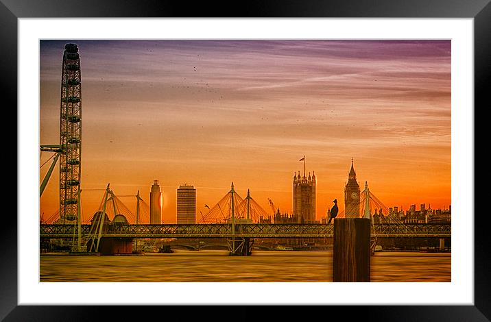  London Cityscape Dusk Framed Mounted Print by Clive Eariss
