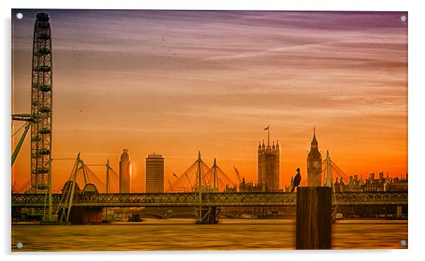  London Cityscape Dusk Acrylic by Clive Eariss