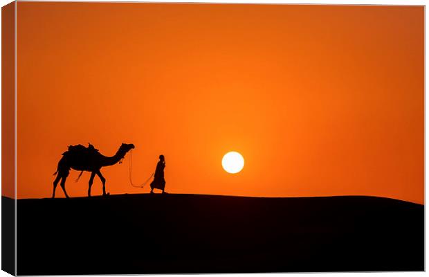  Sunset in Thar desert Canvas Print by yavuz sariyildiz
