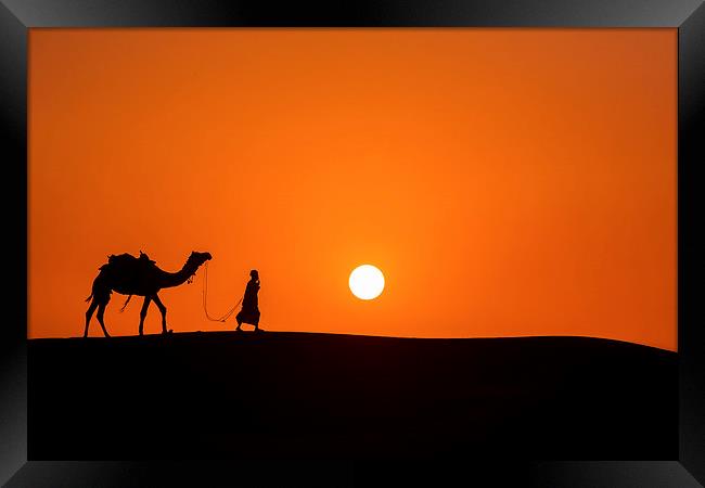  Sunset in Thar desert Framed Print by yavuz sariyildiz