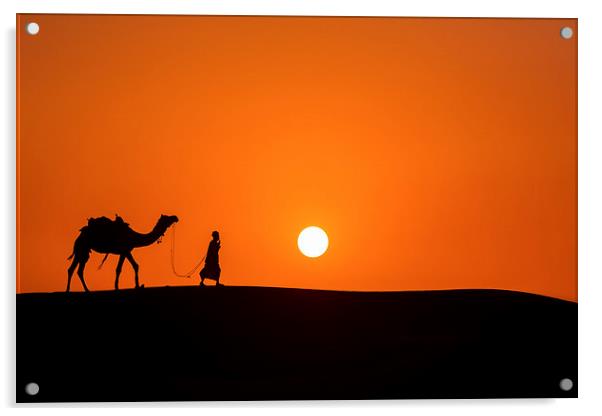  Sunset in Thar desert Acrylic by yavuz sariyildiz