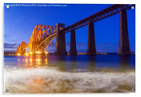  Forth Rail Bridge Blue And Gold Acrylic by Bill Buchan