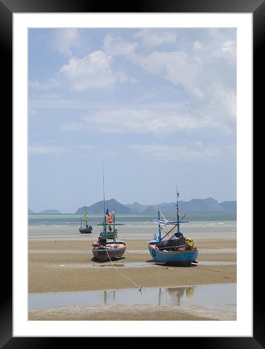 Thai Fishing Boats Framed Mounted Print by Michael Carn