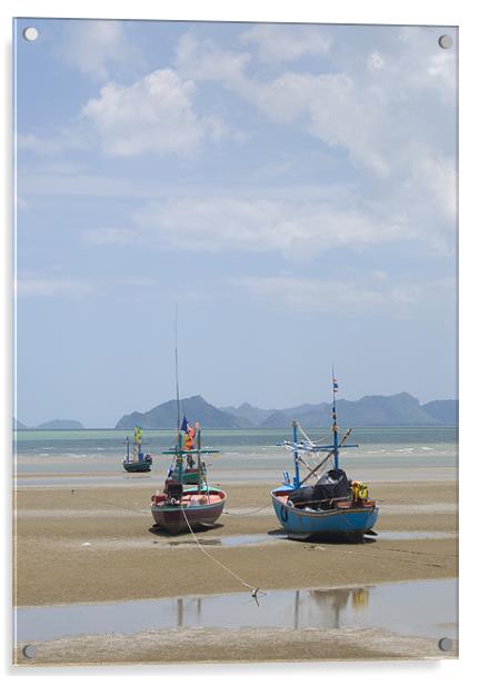 Thai Fishing Boats Acrylic by Michael Carn