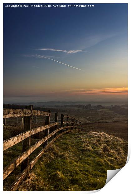 Misty sunset from Rivington Pike Print by Paul Madden