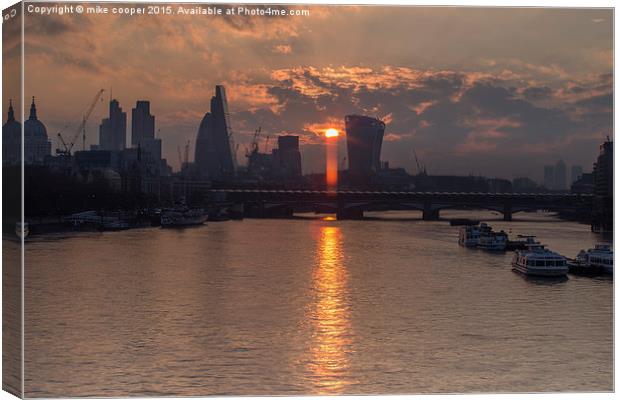 London cityscape sunbeam,beam me up scotty! Canvas Print by mike cooper