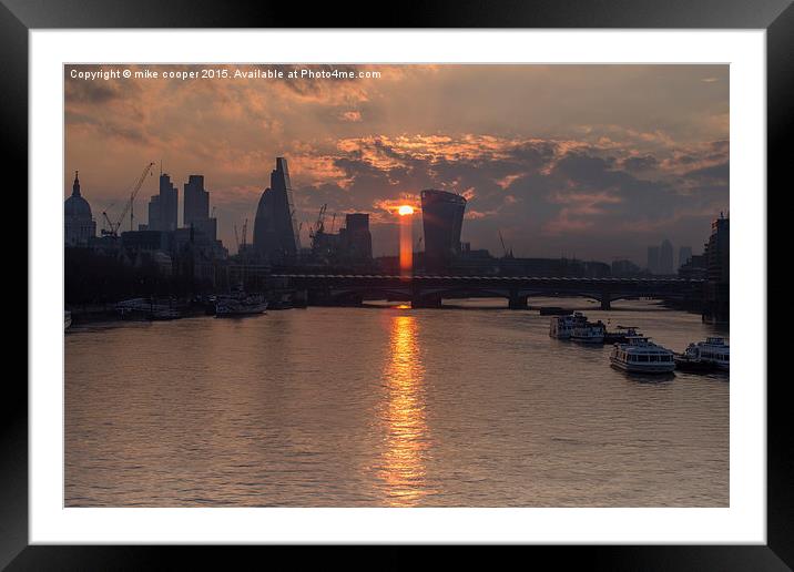  London cityscape sunbeam,beam me up scotty! Framed Mounted Print by mike cooper