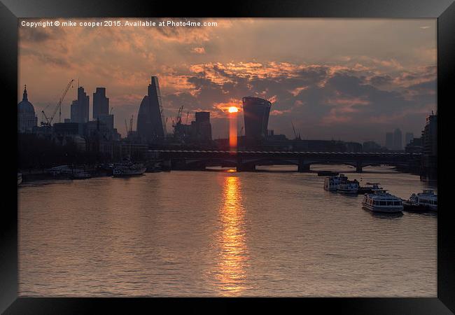  London cityscape sunbeam,beam me up scotty! Framed Print by mike cooper