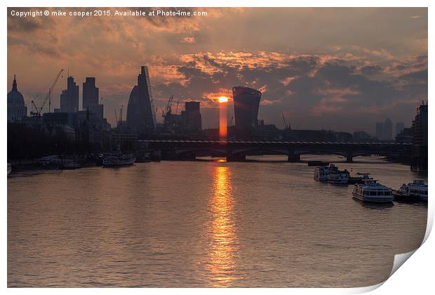  London cityscape sunbeam,beam me up scotty! Print by mike cooper