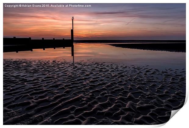 Beach Sunset Print by Adrian Evans