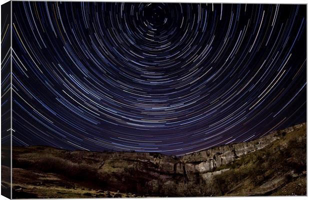  Malham Cove Star Trails Canvas Print by Andrew Holland