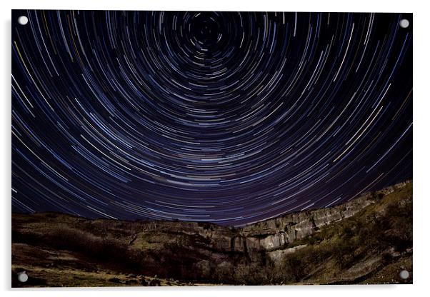  Malham Cove Star Trails Acrylic by Andrew Holland