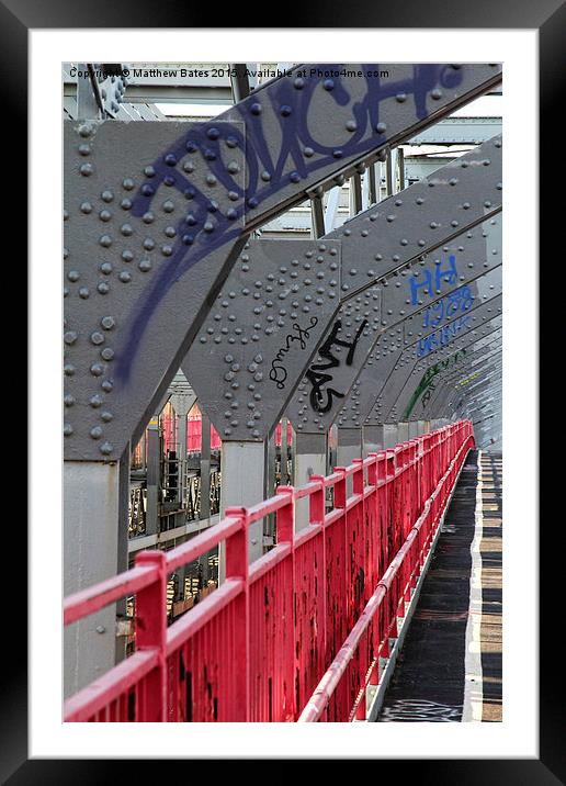 Williamsberg Bridge walkway Framed Mounted Print by Matthew Bates