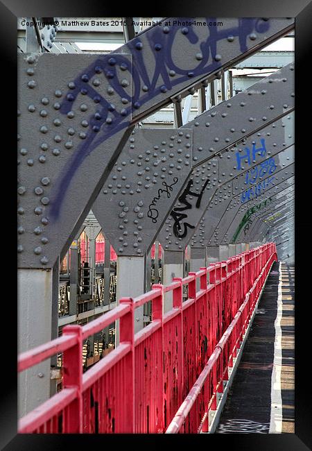 Williamsberg Bridge walkway Framed Print by Matthew Bates