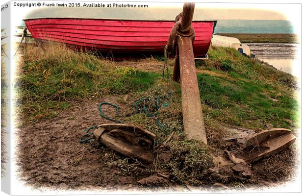 Red boat and anchor - Grunged effect Canvas Print by Frank Irwin