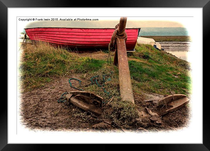 Red boat and anchor - Grunged effect Framed Mounted Print by Frank Irwin