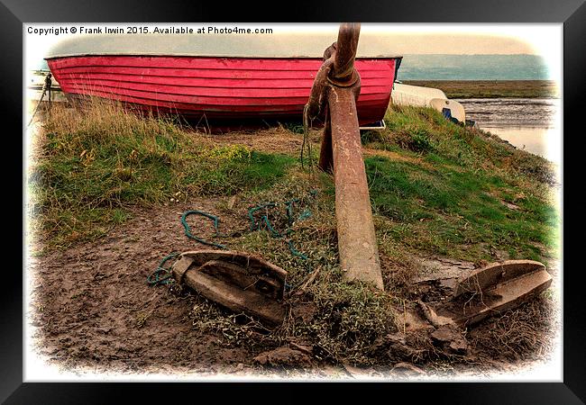 Red boat and anchor - Grunged effect Framed Print by Frank Irwin