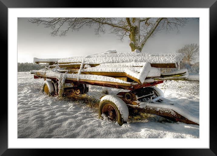 Old Cart in the Snow Framed Mounted Print by Eddie Howland