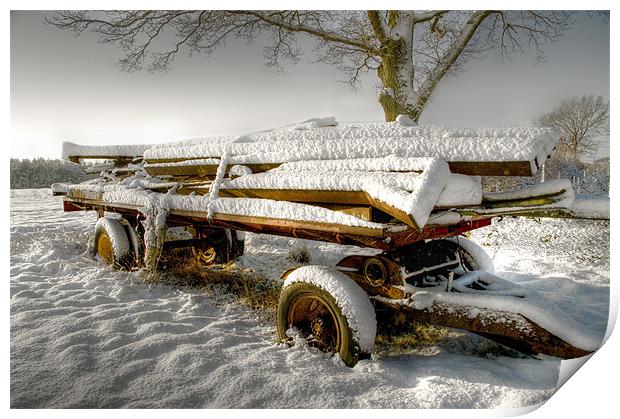 Old Cart in the Snow Print by Eddie Howland