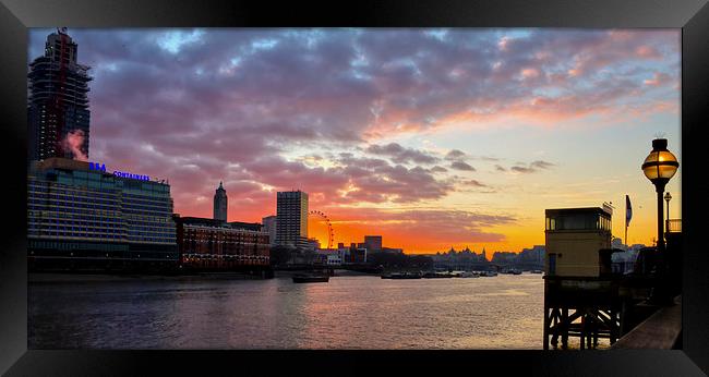Oxo Tower London Eye Sunset Framed Print by David French