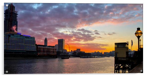 Oxo Tower London Eye Sunset Acrylic by David French