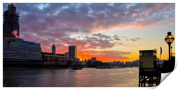 Oxo Tower London Eye Sunset Print by David French